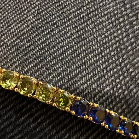 NWOT- Chain Rainbow 17” Long .25” thick Cubic zirconia tennis chain gold color - Picture 10 of 17